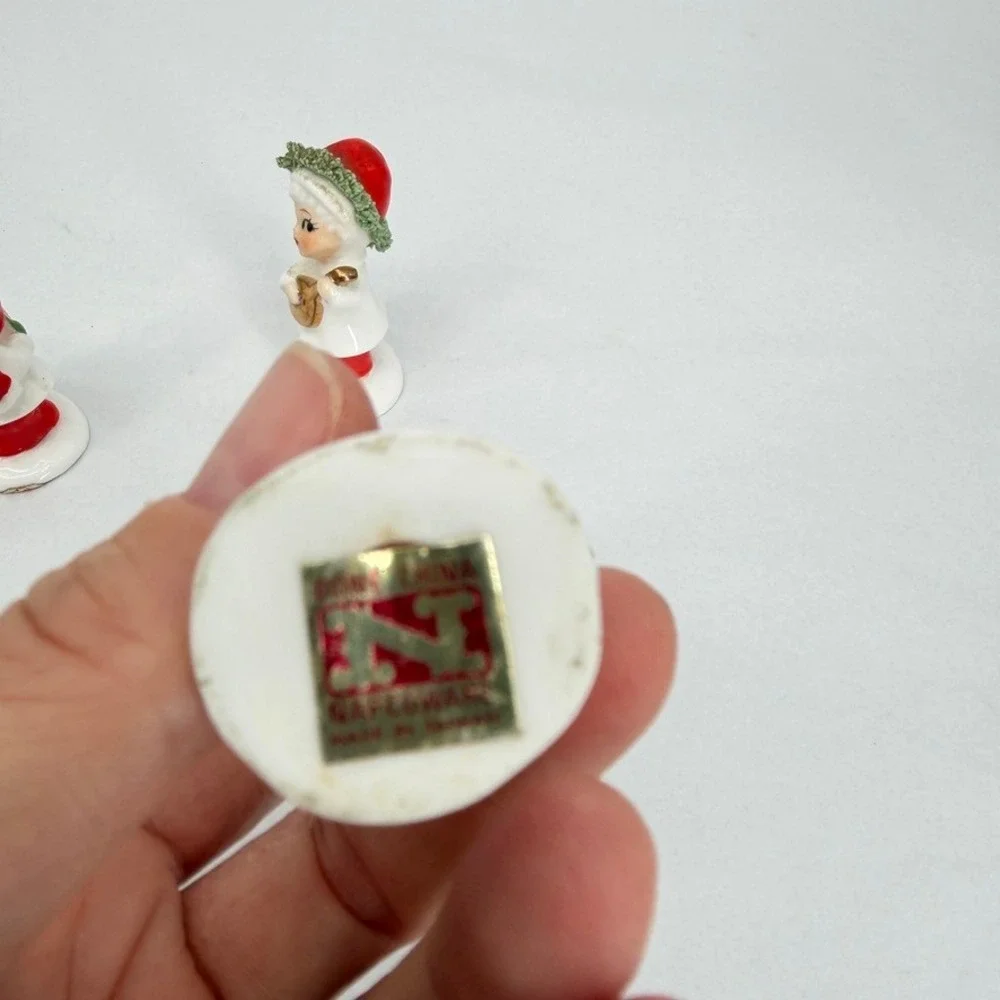 VTG Napcoware Spaghetti Figures Porcelain SET of 3 Girls Christmas Miniatures